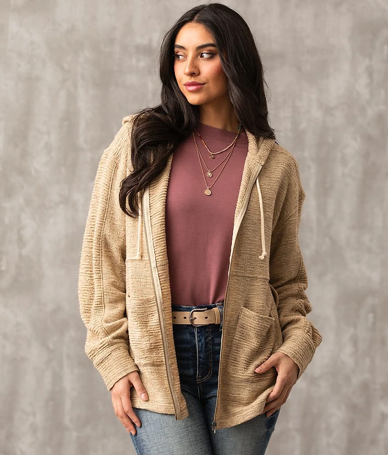 Waffle Stitch Oversized Hoodie