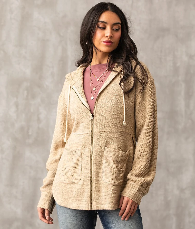 Waffle Stitch Oversized Hoodie