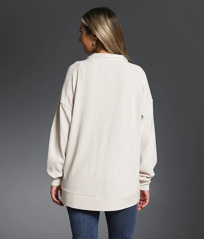 Ribbed Quarter Zip Pullover