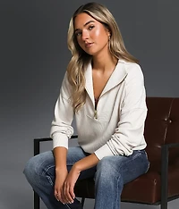 Ribbed Quarter Zip Pullover