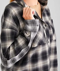 Mixed Plaid Boyfriend Flannel Shirt