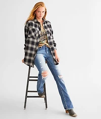 Mixed Plaid Boyfriend Flannel Shirt