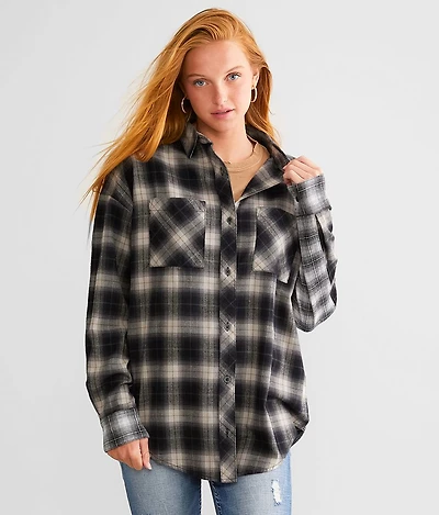 Mixed Plaid Boyfriend Flannel Shirt