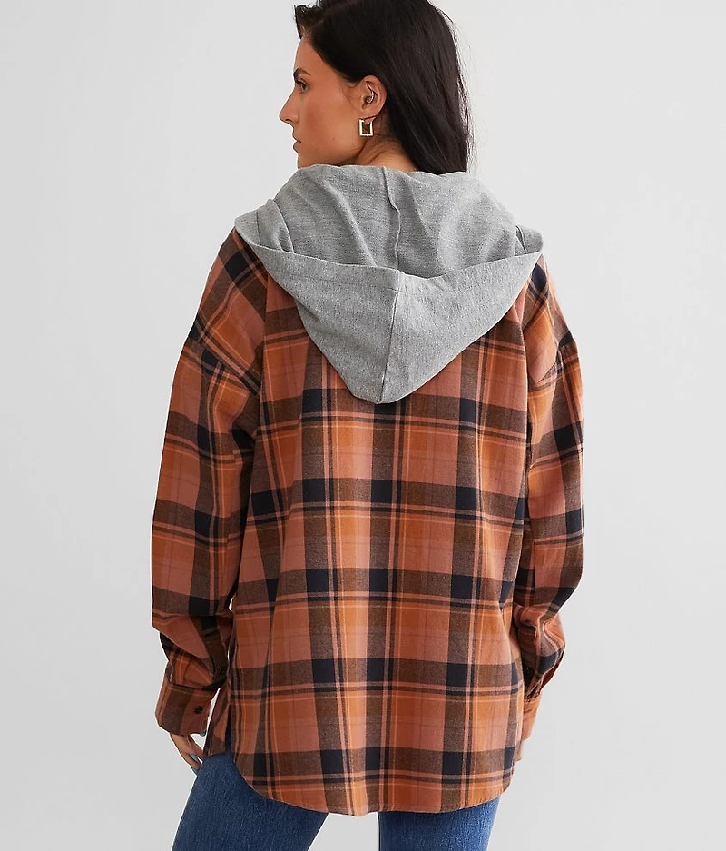 Hooded Boyfriend Flannel Shirt