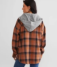 Hooded Boyfriend Flannel Shirt