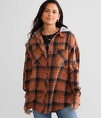 Hooded Boyfriend Flannel Shirt