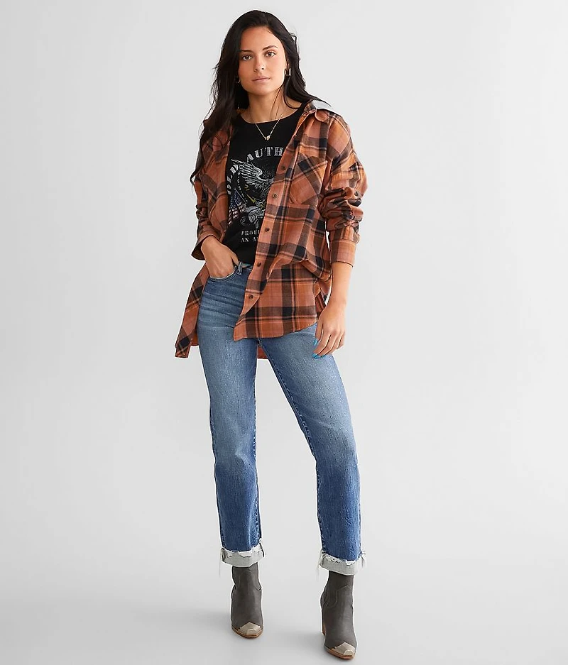 Hooded Boyfriend Flannel Shirt