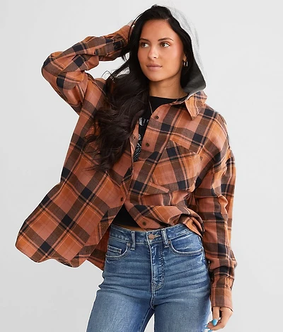 Hooded Boyfriend Flannel Shirt