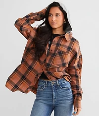 Hooded Boyfriend Flannel Shirt
