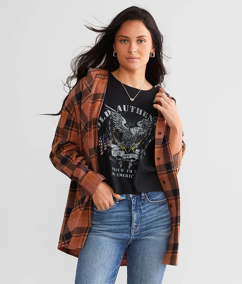 Hooded Boyfriend Flannel Shirt