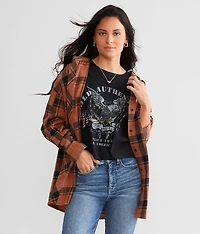 Hooded Boyfriend Flannel Shirt
