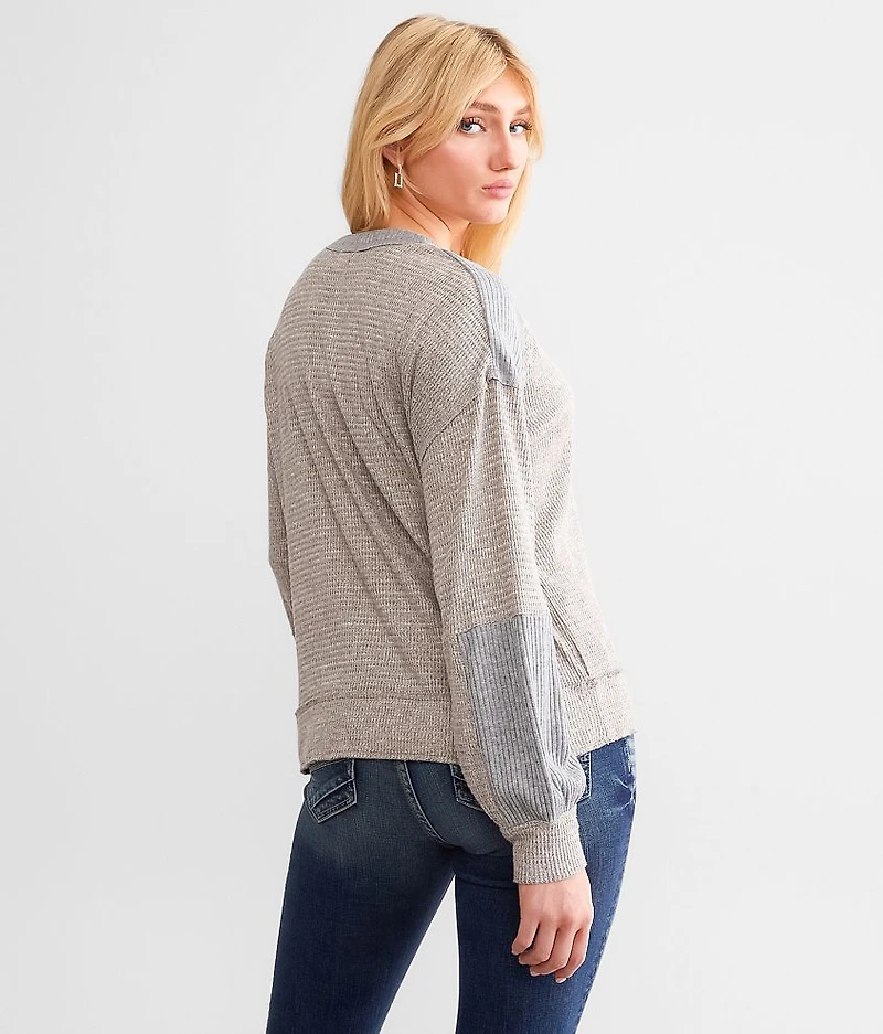 Pieced Waffle Knit Henley