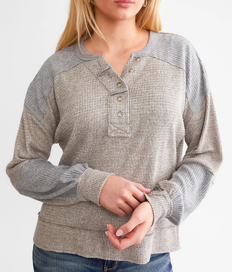 Pieced Waffle Knit Henley