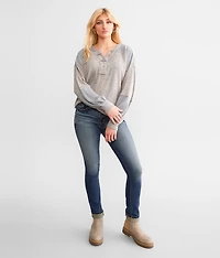 Pieced Waffle Knit Henley