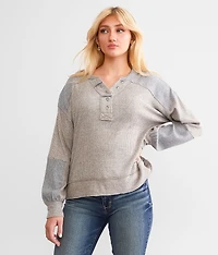 Pieced Waffle Knit Henley