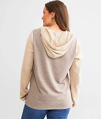Striped Knit Hooded Henley