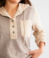 Striped Knit Hooded Henley