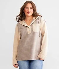 Striped Knit Hooded Henley