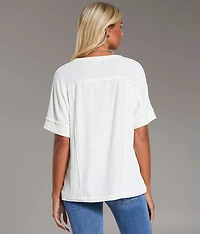 Raw Edge Ribbed Top