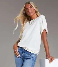 Raw Edge Ribbed Top