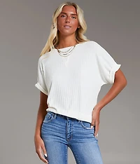 Raw Edge Ribbed Top