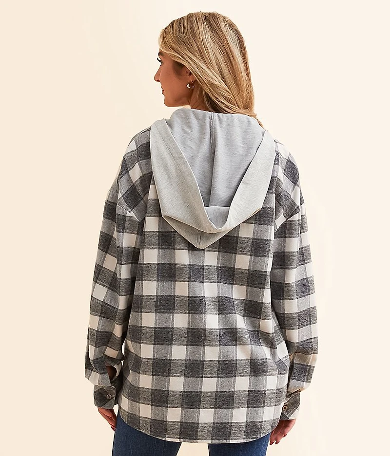 Plaid Boyfriend Hooded Flannel Shirt