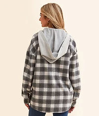 Plaid Boyfriend Hooded Flannel Shirt