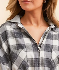 Plaid Boyfriend Hooded Flannel Shirt