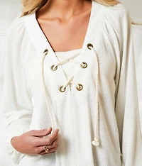Resort Edit - Textured Lace-Up Top