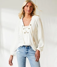 Resort Edit - Textured Lace-Up Top