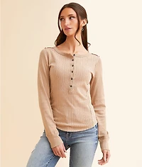 BKE Pointelle Washed Henley