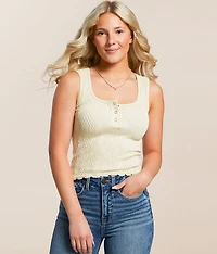 Textured Henley Tank Top