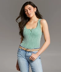 Textured Henley Tank Top