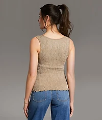 Textured Henley Tank Top