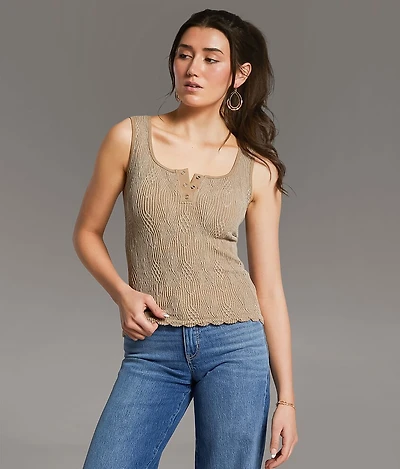Textured Henley Tank Top