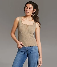 Textured Henley Tank Top