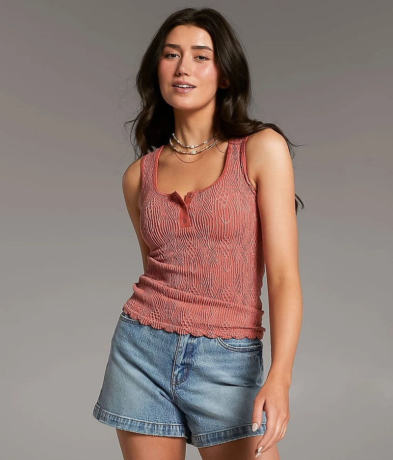 Textured Henley Tank Top