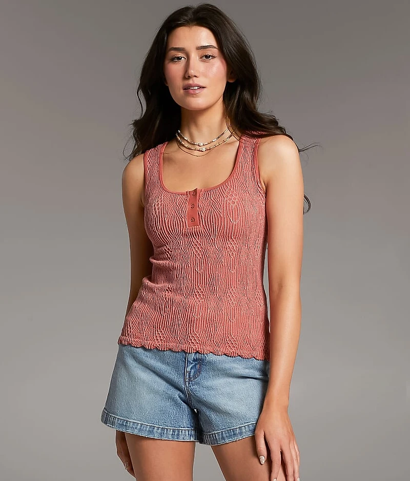 Textured Henley Tank Top