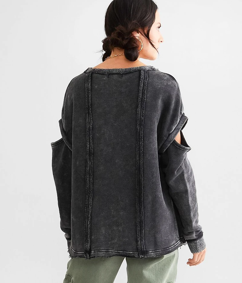 Washed Cold Shoulder Pullover