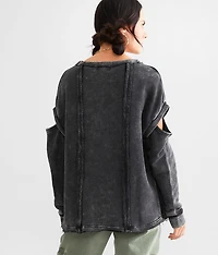 Washed Cold Shoulder Pullover