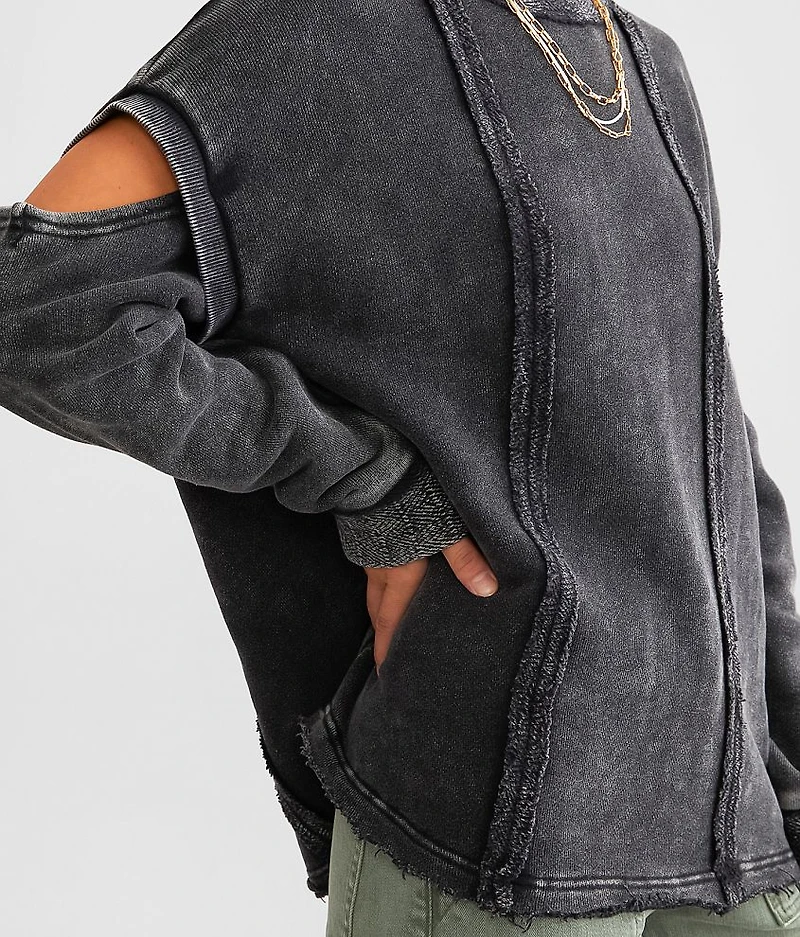 Washed Cold Shoulder Pullover