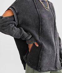 Washed Cold Shoulder Pullover