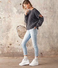 Washed Cold Shoulder Pullover