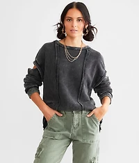 Washed Cold Shoulder Pullover