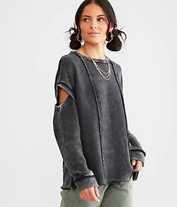 Washed Cold Shoulder Pullover