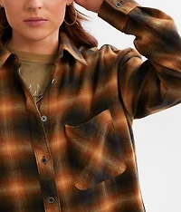 Washed Plaid Boyfriend Flannel Shirt