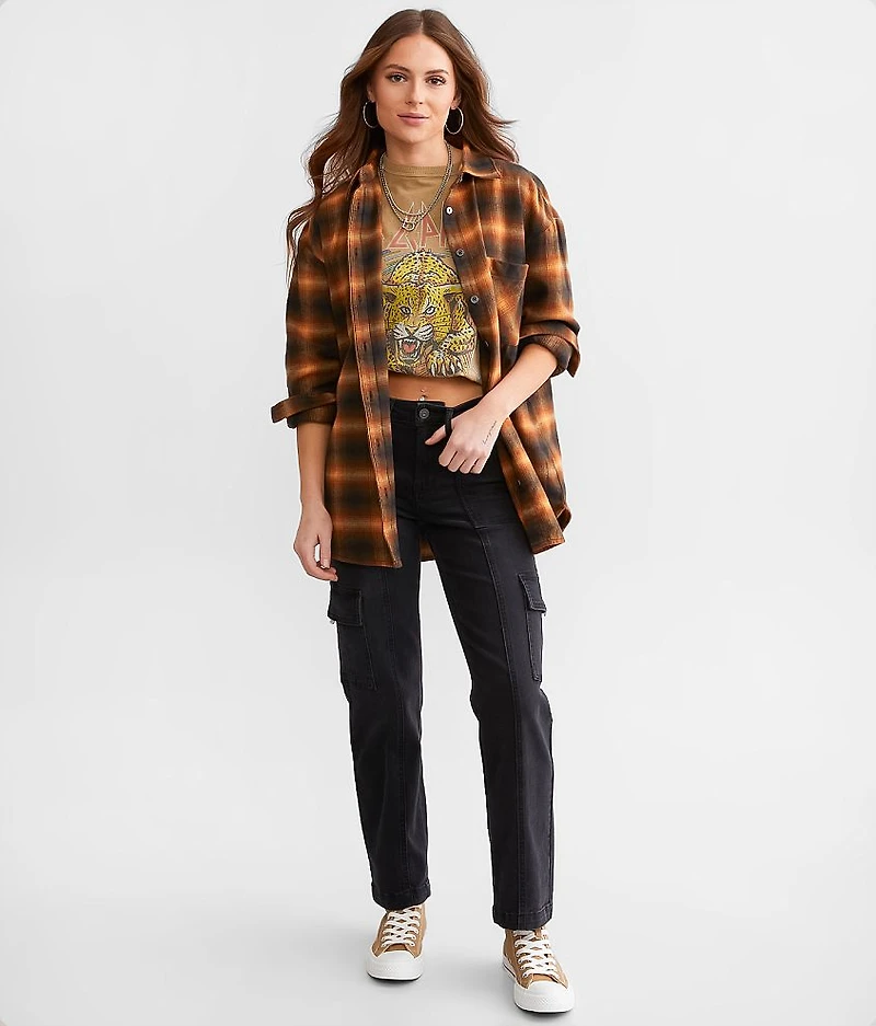 Washed Plaid Boyfriend Flannel Shirt