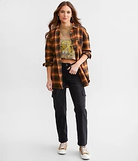 Washed Plaid Boyfriend Flannel Shirt