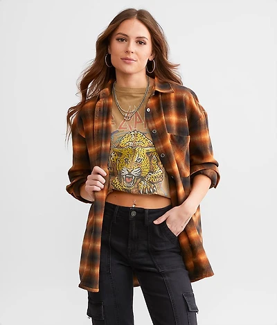 Washed Plaid Boyfriend Flannel Shirt