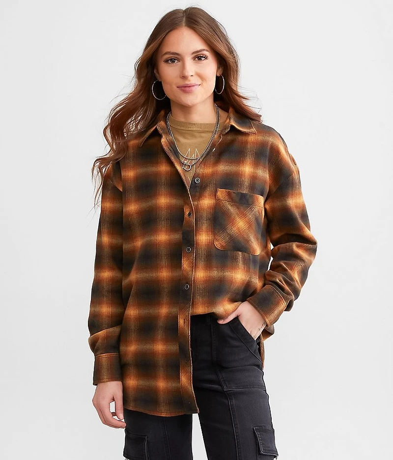 Washed Plaid Boyfriend Flannel Shirt